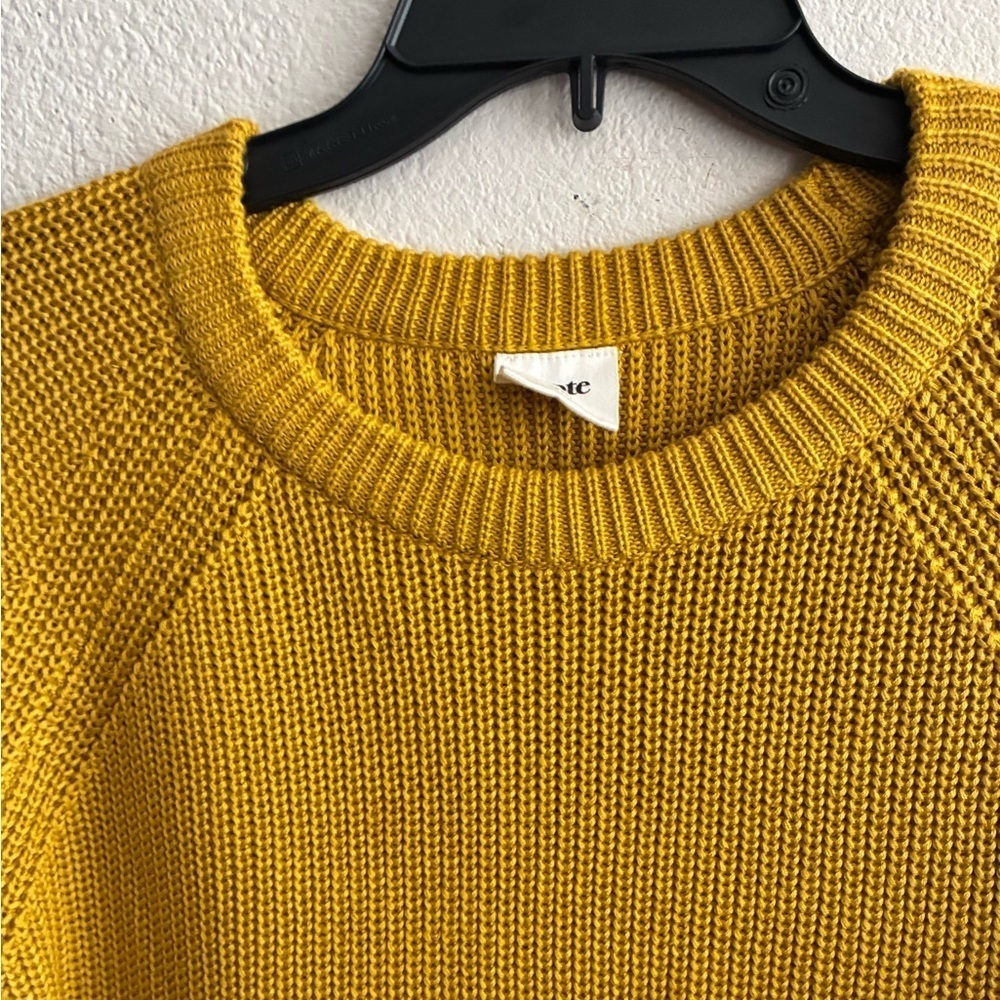 Mote Women's Mustard Yellow Knit Pullover 3/4 Sleeve Casual Sweater S - Picture 5 of 8